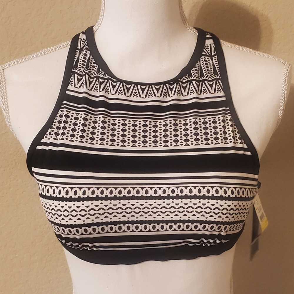 Jag Black Noir High Neck Bra/ Bikini Halter Top Criss-Cross Strap Back S…